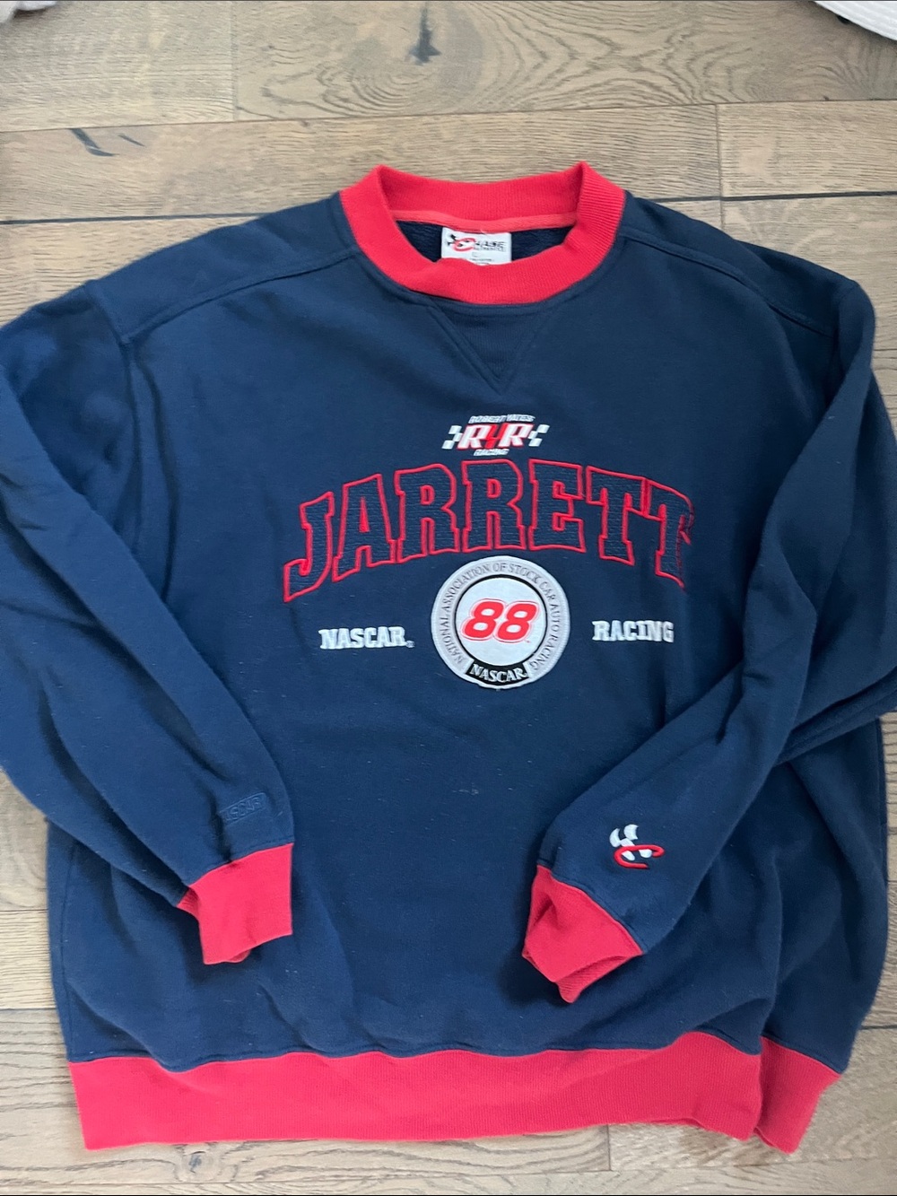 Vintage Jarrett NASCAR Racing Crewneck Sweater - Navy & Red
